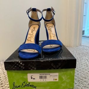 Sam Edelman Yaro Block Heeled Sandals In Deep Indigo Size 8